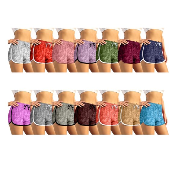 Women's Ultra-Soft Breathable Comfy Solid Velour Velvet Shorts with Drawstring - Picture 4 of 16